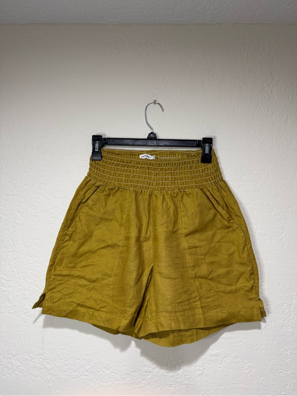 Emme Mustard Yellow High Waisted Smocked Shorts Size XS